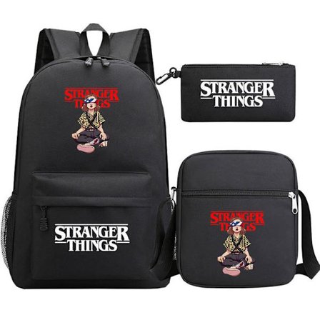Stranger Things Ryggsekk 3-delt Sett Student Skolesekk Canvasveske 37 37