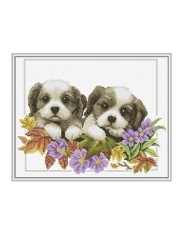 Broderikit Tavla Peeking Pups - Needleart World