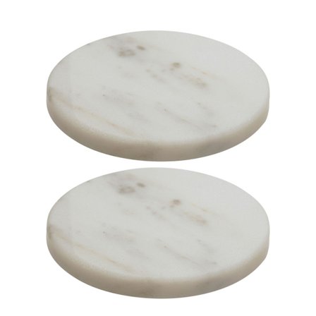 Hestia Marmor Runda Glasunderlägg (2-pack) One Size Vit