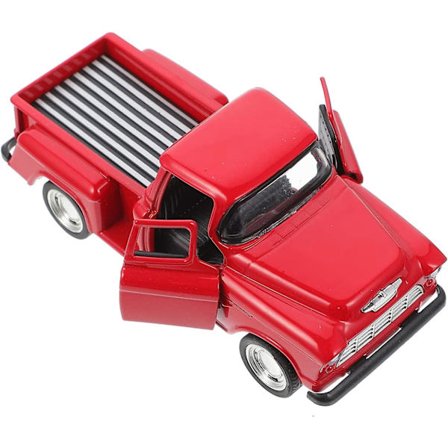 Vintage lastbil leksak liten röd modellbil realistisk metall pickup lastbil bord dekoration liten fordonsmodell bondgård jul samlarobjekt dekor del