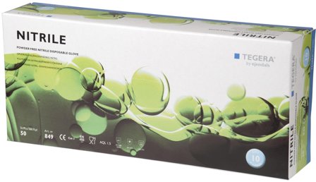 Tegera 849 Engangshandske Sort nitril, upulveriseret 7, 50-pak, Tøj