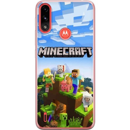 Kompatibelt Mobilskal till Motorola Motorola Moto E7 Power Minecraft Creeper block pixel retro spelande