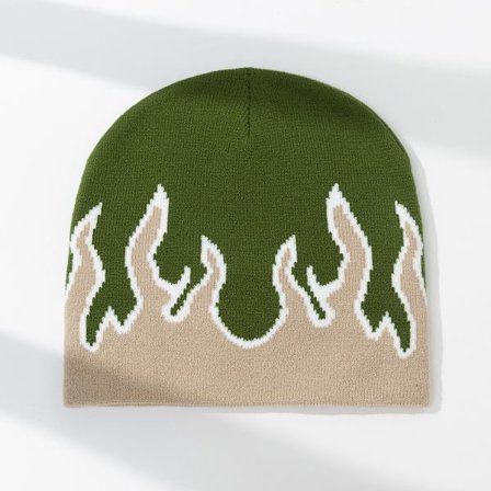 Tykk Varm Ørevarmere Hue Mænd Vinter Flamme Trykt Ride Strikket Hue