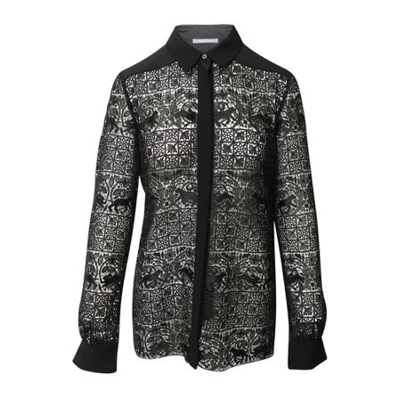 Alberta Ferretti Long Sleeves Floral Lace Shirt , Zwart , Dames , Maat: S