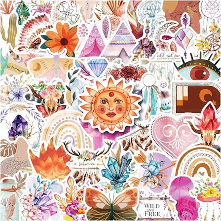 Boho-klistremerker, 50 stk estetiske klistremerker for voksne, estetiske klistremerker for bærbar PC