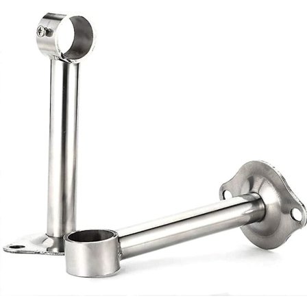 Skabstangsholder, 2 stk. rustfrit loftbeslag, vægmonteret ophæng til bruseforhængsstang