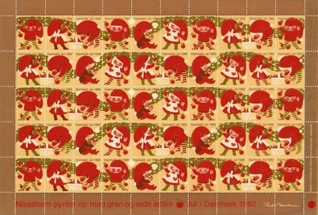 Danmark - julmärkeark 1982 - Takket - Ubrugt eller foldet