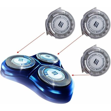 3 kpl Vaihtoteräpäät Philips Norelco -partakoneelle HQ8 Dual Precision, Malli: 3 kpl