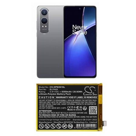 Batteri til SmartPhone, Mobil til Oneplus CPH2619, CPH2621, Nord CE 4 Lite 5G