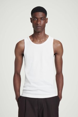 COS Men's Slim Ribbed Cotton Tank Top in White
