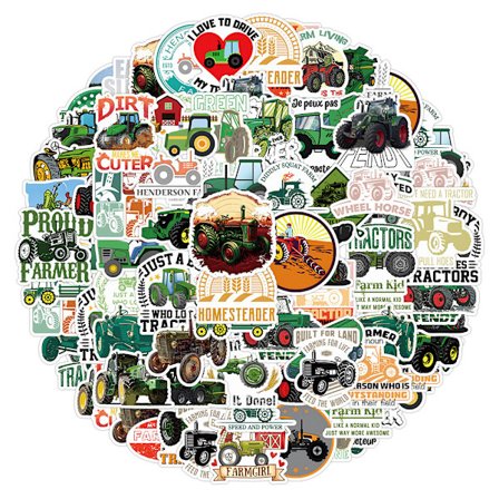 50 Farm Tractor -tarraa, kannettavan tietokoneen tarroja, vinyylitarroja autoon, matkatavaroihin, rullalautaan ja moottoripyörään, tarroja teini-