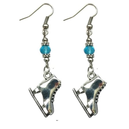Earrings - Ice Skates - Bead - Blue