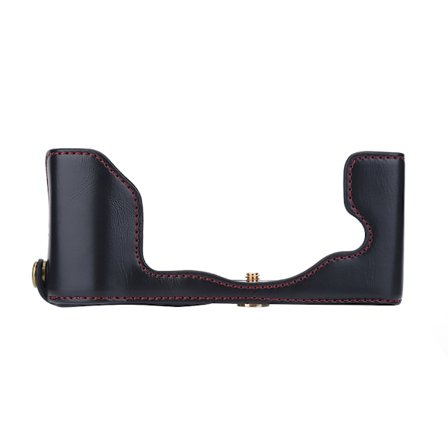 PU-läder kameraväska halv väska lock bottenöppning skydd för Olympus PEN-F svart