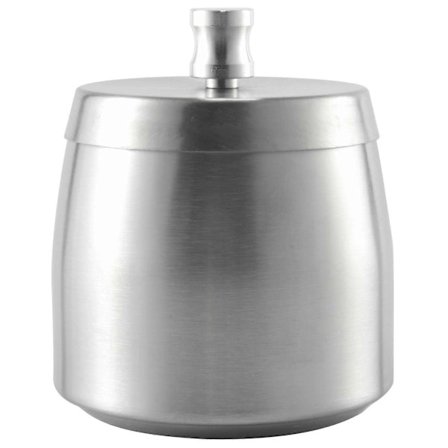 Askebeger i rustfritt stål med lokk, tungt askebeger, storm- og vindtett, sklisikker base for utendørs og innendørs bruk, sølv