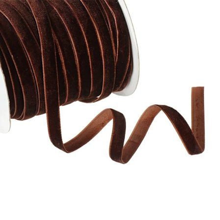 50 meter 10 mm Sammetband Flockande Siden MÖRKBRUNT kaffe[ca]