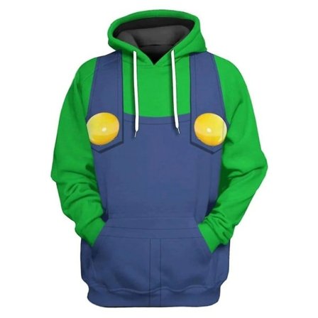 Mario Luigi Peach Bowser Donkey Kong Kostume Voksen Hættetrøjer Unisex Langærmet Sweatshirts Super Mario Bros Film Hoodie Cosplay Kostumer Luigi S