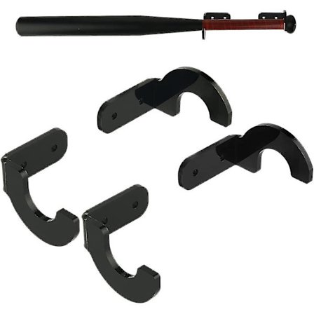 2 Sæt Akryl Baseball Bat Vægmontering Holder - Softball Håndtag Display Hængende Stativ - Horisontal Baseball Bat Håndtag Væghængende Klip