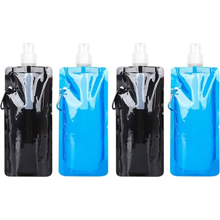 Sammenleggbar Vannflaske, 4 stk. Sammenleggbar Vannflaske Gjenbrukbar Drikkeflaske Plast Vannpose Gjenbrukbar med Klips