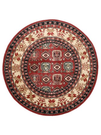 Kazak Simav Rød/Beige Rundt Lille Oeko-Tex Tæppe