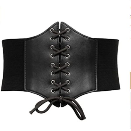 Svart korsettlivrem for kvinner, bred elastisk slips Waspie-belte f