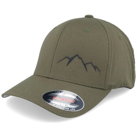 Wild Spirit - Grön flexfit Keps - Small Mountain Black/Olive Flexfit @ Hatstore