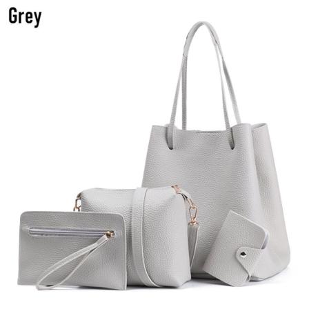 4 stk/sæt PU læder håndtaske Cross Body tasker GRÅ grey