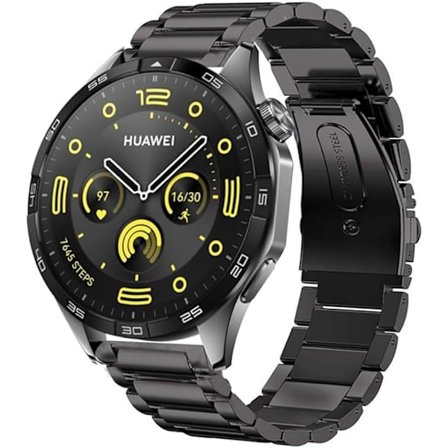 Kompatibel med HUAWEI WATCH GT4 46mm armband, Quick Release rostfritt stål metall ersättningsband svart (inga verktyg ingår)