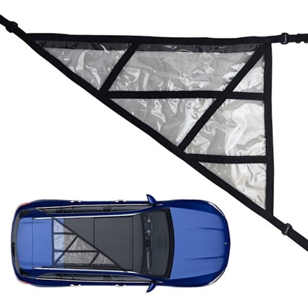 Loft Cargo Net - Trekantet Bil Loft Cargo Net Lomme Opbevaringsnet - Justerbar Dobbelt Lag Mesh Tag Organiser Opbevaringspose