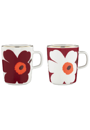 Marimekko Juhla Unikko Mug 2,5 Dl 2 Pcs Glas Vit ONESIZE