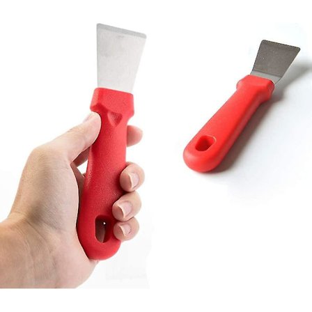 Rengøringsskraber, Rengøringsredskaber Til Ovne, Rustfrit Stålskraber, Rød, 2 Stk (Lige Version + Buet Version) Hy