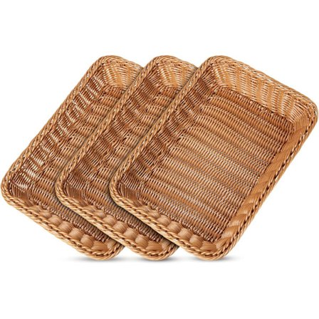 3-pakning Kurvsett Gavekurv Plastkurv Oppbevaringskurv 35x25cm Kurv Hampere Kurver for Gaver Tom Stor Kurv Brødkurv