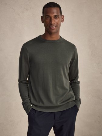 John Henric Men's Green Sweater Regular Fit Size L