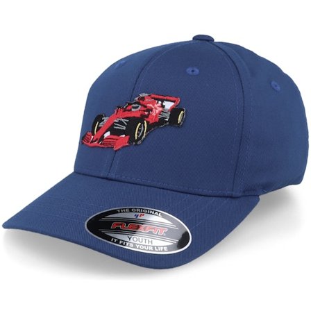 Kiddo Cap - Blå flexfit Caps - Kids Big Wheels Monster Truck Royal Blue Flexfit @ Hatstore