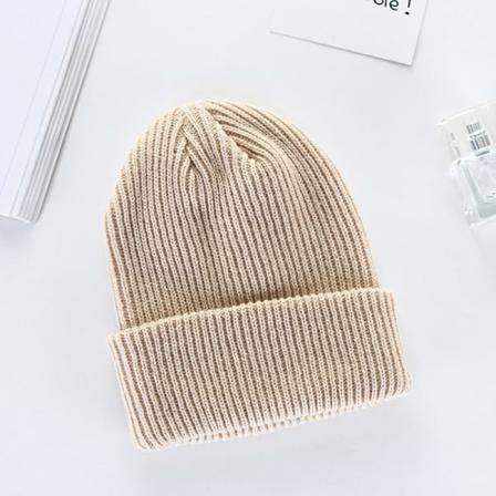 Vinter Herr Dam Stickad Mössa Solid Beanies Cap Tjock Varm Skida B