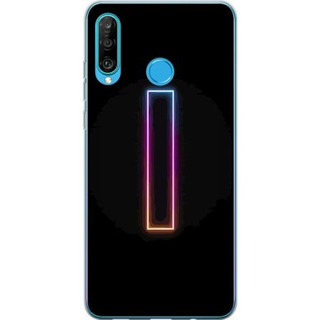 Kompatibel Mobilcover til Huawei Huawei P30 lite Minimalistisk neonbogstav I i regnbuefarver mod mørk baggrund