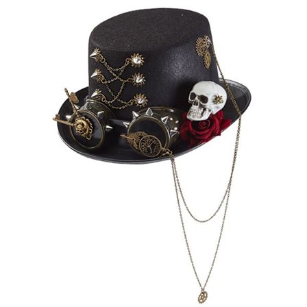 Lolita Punk Gotisk Hår Hat Lolita Steampunk Mini Top Hat med Rose Skelet Cosplay Top Hat til Halloween Karneval