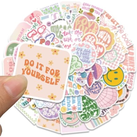 Pink Motivational Stickers, Motivational Stickers, 50 Æstetiske Opmuntringsklistermærker til Studerende og Lærere, Vinyl