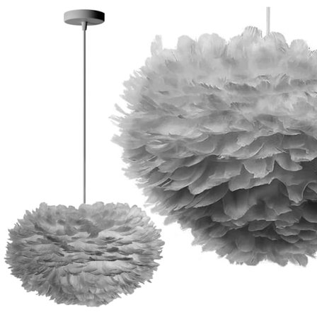 Hængelampe med fjer APP334-3CP Grå