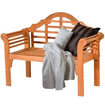 COSTWAY Eucalyptus Wood Vikbar trädgårdsbänk 2-sits 123x54x96CM Utomhus trädgårdsbänk för uteplats, gård, balkong