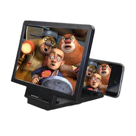 Mobiltelefon skjermforsterker og forstørrelsesglass, 3D HD-videoforsterker, svart