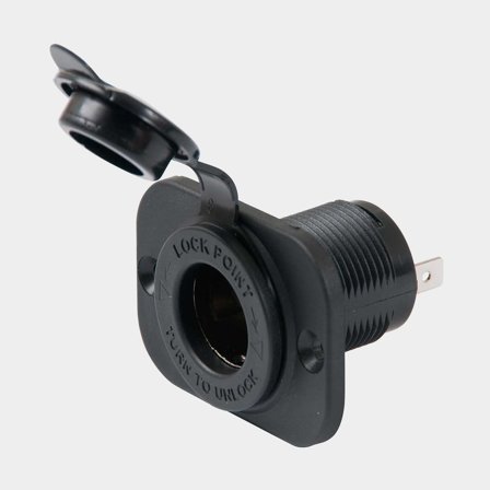 Cigarettænderstik Marinco Receptacle, indbygget, rektangulært, Ø28.58 mm, 12 V, 15 A, med kabellåsning