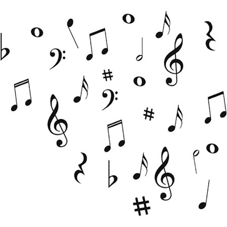 Musikknoter Veggdekor Musikk Veggklistremerker PVC Materiale Dekaler for Klasserom Opptaksstudio Dekorasjon Hjemmedekor Svart