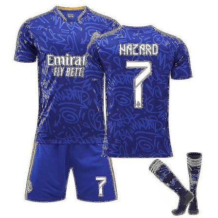 Real Madrid Udebane Sapphire Blue nr 9 Benzema trøje nr 20 Vinicius Modric Fodboldtrøje Kostume Børnetrøje 21 22 HAZARD 7 Børn 24 -