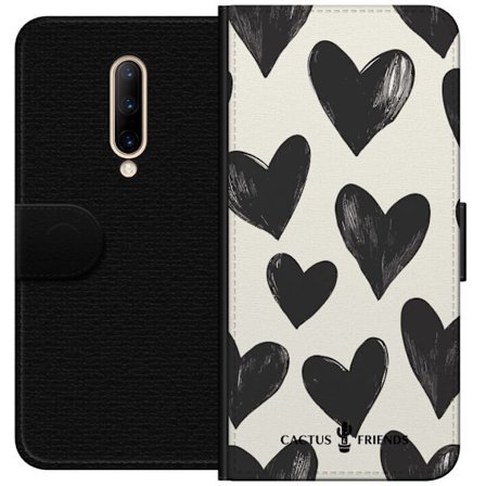 Kompatibelt Lommeboketui til OnePlus OnePlus 7 Pro Cactus and Friends - Bold Black Love Pattern