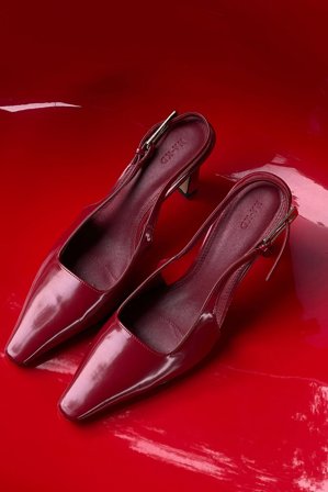 NA-KD Squared Cut Slingback Pump - Chaussures Nouvel an - Rouge - EU 39