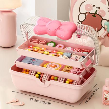 Flerlags Hårnåle Organizer Pige Smykke Etui Hoved Reb Headb Pink