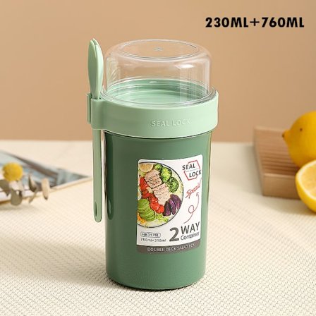 Morgenmad Havregryn Korn Nødder Yoghurt Salat Kop Forsegling Beholder Grøn