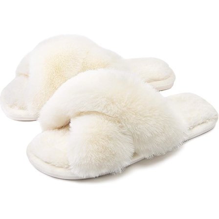 Damtofflor i Plysch Storlek Korsband Mjuk Plysch Bekväm Ho