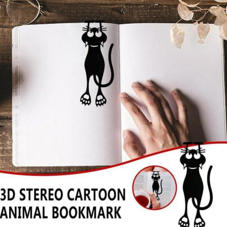 3D Iron Stereo Kattunge Form bokmärke Söt tecknad läsning Markör