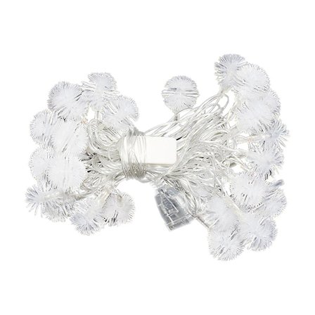 Tornball Juledekorasjon Snø Pompom Vinterdekorasjon LED Hårsnor Lykt Batteri Lys Lyslenke